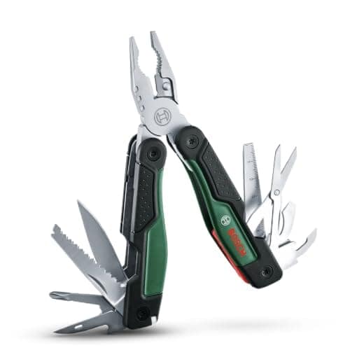 BOSCH 16-in-1 Multi-Tool | Stainless Steel | Plier, Knife, Screwdriver & More | for Home, DIY & Camping | Compact Foldable Design | Safety Pouch Included view 2