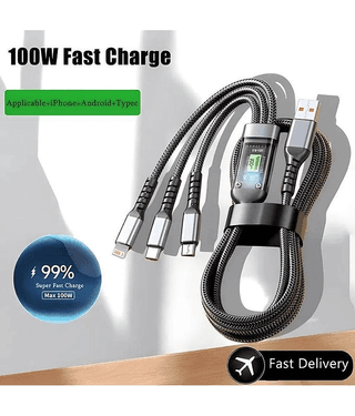 100W Fast Charging Type-C Cable | Durable Braided USB-C to USB-C Cord with Smart Chip | Quick Charge & High-Speed Data Transfer