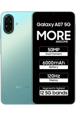 Samsung Galaxy A07 5G (Light Green, 4GB RAM, 128GB Storage) | 6.7 inch HD+ 120Hz Display | MediaTek Dimensity 6300 | 50MP + 2MP Rear Camera | 6000 mAh Battery