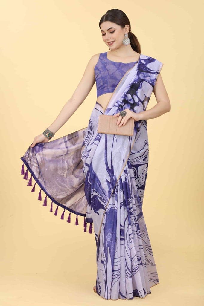 Women's Chanderi Tie And Dye Digital Printed Saree view 4