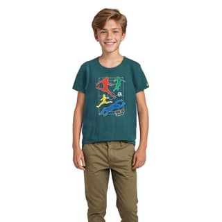 Boys T shirt Cotton Blue Coral "Soccer Camp"