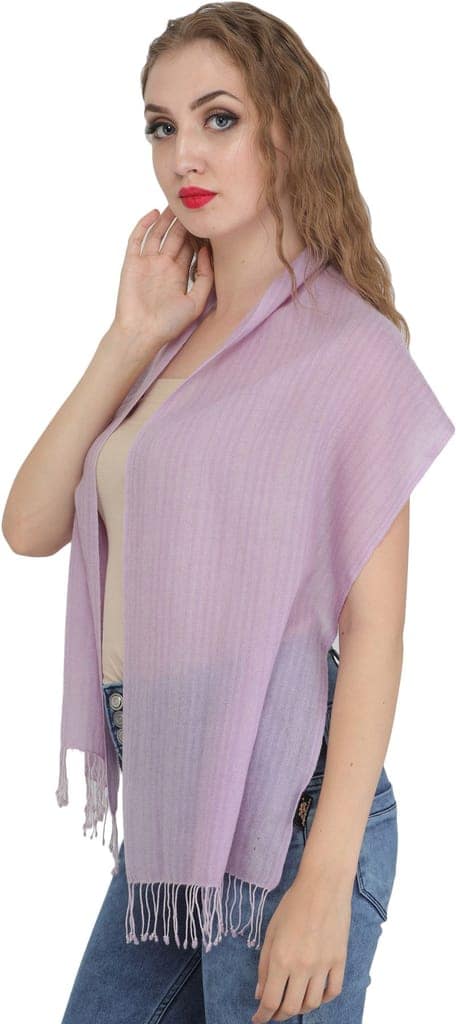 Lavender-Frost Scarf from Nepal with Woven Stripes view 2
