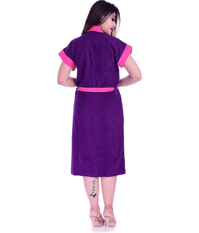 Poorak Purple Free Size Bathrobe ( Pack of 1 ) view 2