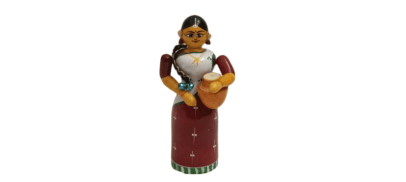 Handcrafted Wooden Lady With Pot