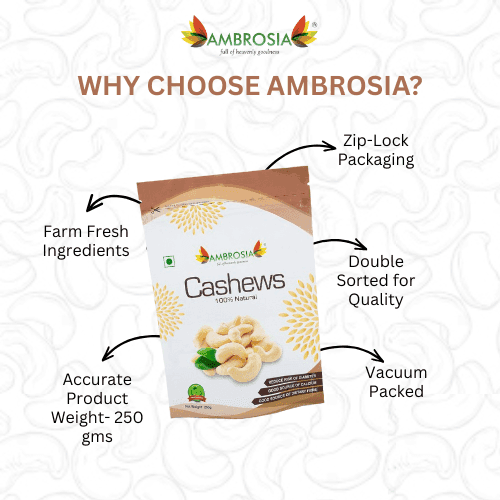 Ambrosia Indian Cashew 250g (Pack of 1) cashews view 3