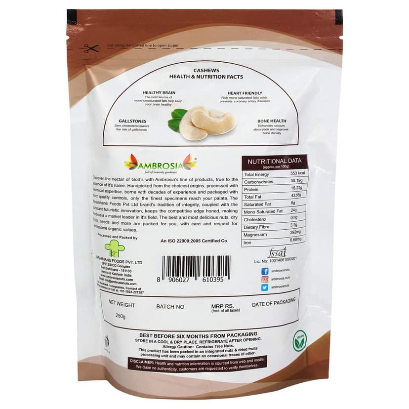 Ambrosia Indian Cashew 250g (Pack of 1) cashews view 5