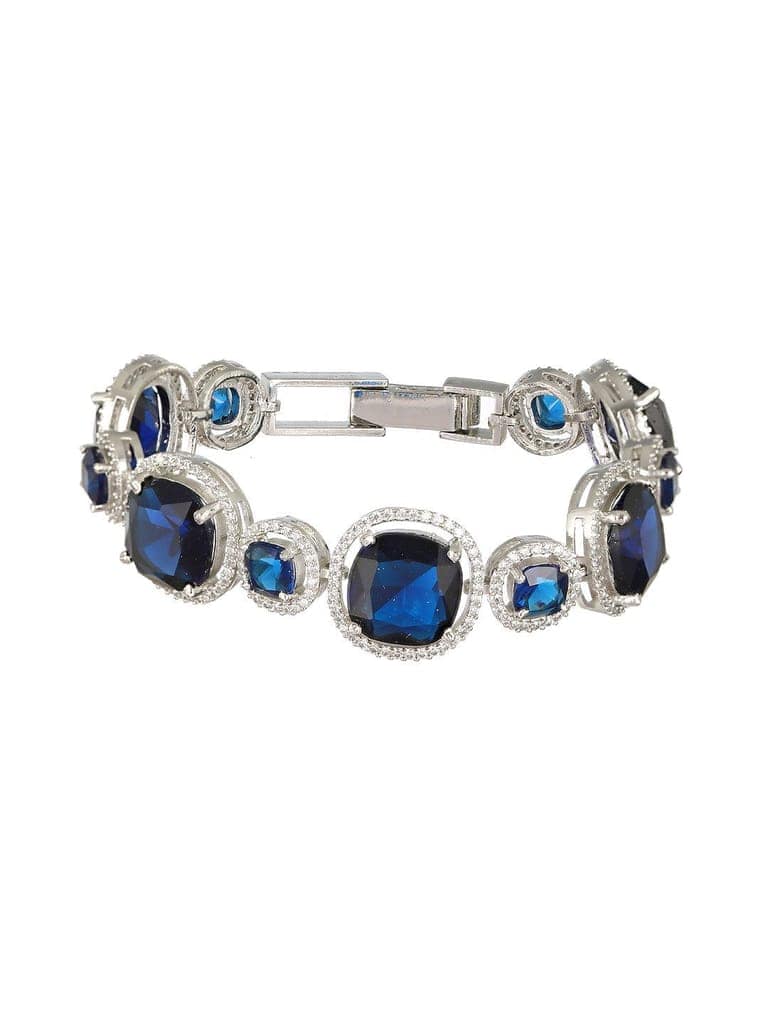 White Rhodium Plated Blue wraparound Tennis Statement Bracelet view 10