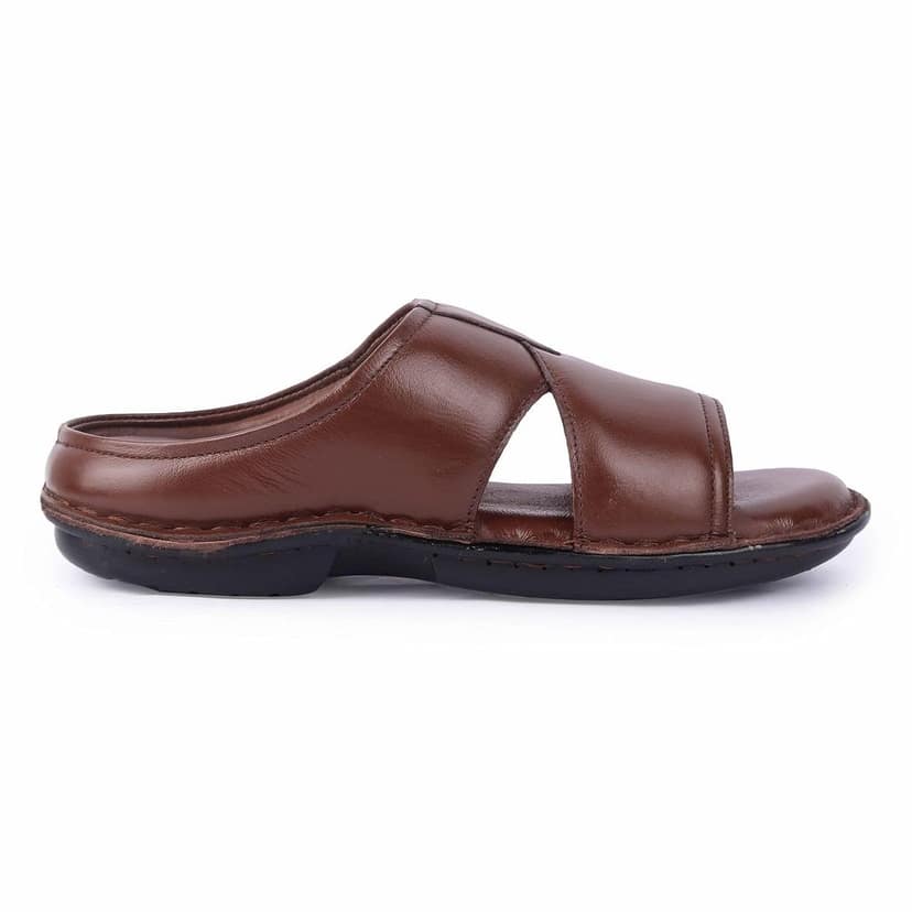 FEATHER LEATHER Men's Genuine Leather Comfortable & Fashionable Sandals & Slippers | Casual Indoor/Outdoor/Chappal | Flat Flip Flops Slippers With Strap view 10