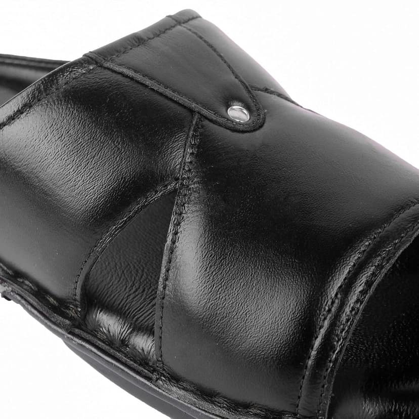 FEATHER LEATHER Men's Genuine Leather Comfortable & Fashionable Sandals & Slippers | Casual Indoor/Outdoor/Chappal | Flat Flip Flops Slippers With Strap view 2