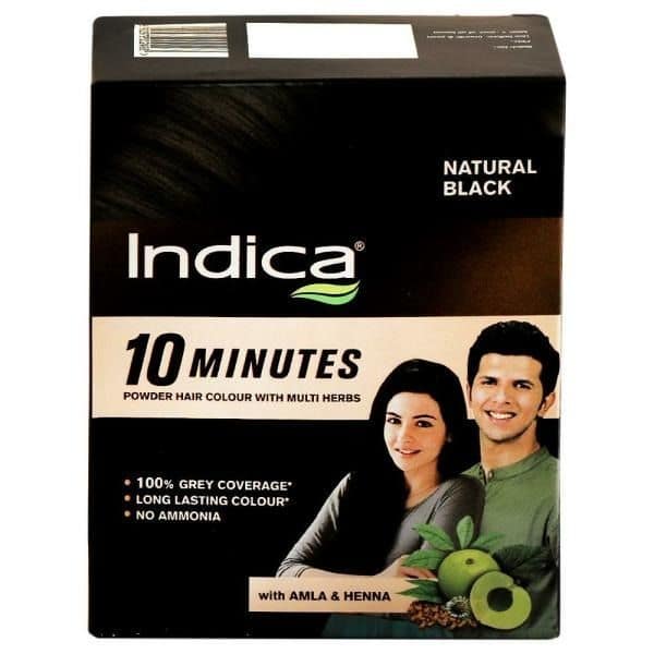 Indica 10 Minutes Powder Hair Colour, Natural Black, 40 gm
