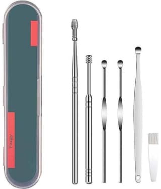 Shopeleven Ear Wax Cleaner - Reusable Ear Cleaner Tool Set with Storage Box - Ear Wax Remover Tool Kit with Ear Curette Cleaner and Spring Ear Buds Cleaner - 12 Pcs, (Pack Of 2)