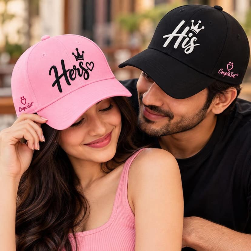 Matching Couple Caps – His & Hers | Stylish Couple Baseball Cap Set view 3