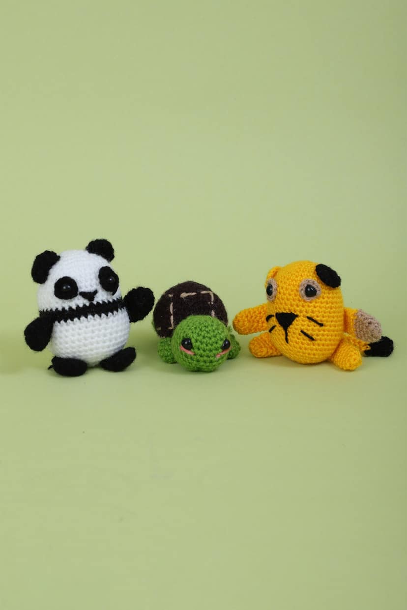 The Original Knit Beginner's Crochet Kit (Set of 3) - White, Brown & Yellow