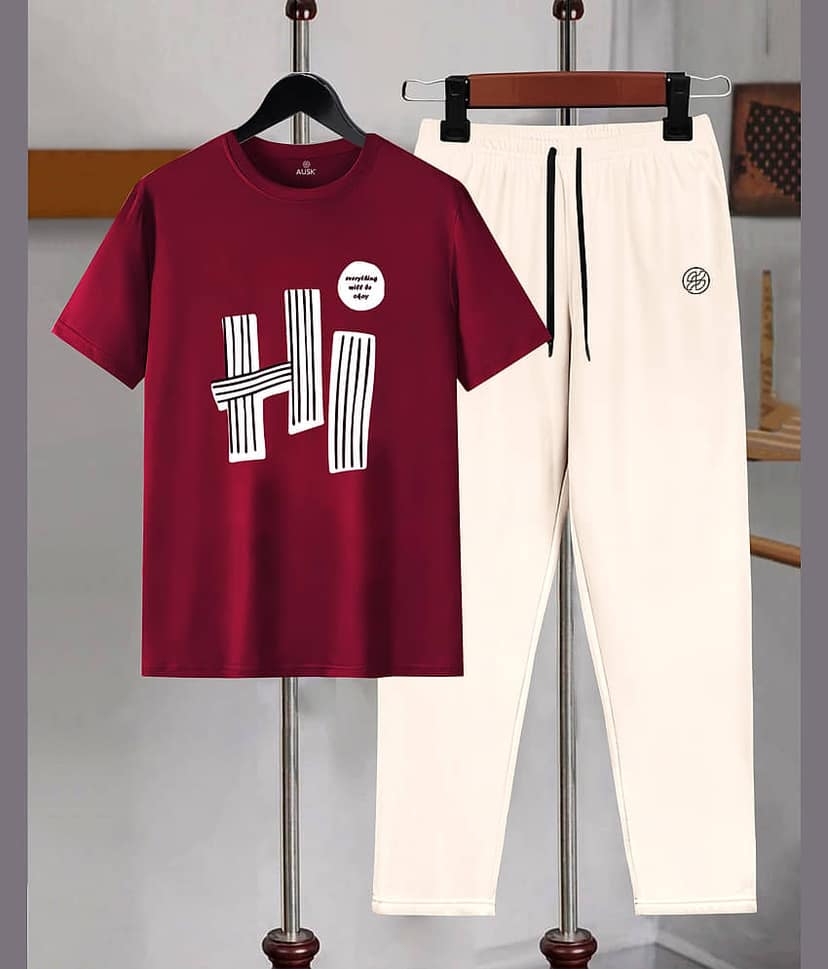 AUSK Maroon Cotton Blend Regular Fit Men's Tracksuit ( Pack of 2 )