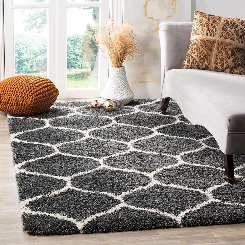 Shaggy Moroccan Trellis Pattern Plush Rug Carpet 4 x 6 feet By Global Home