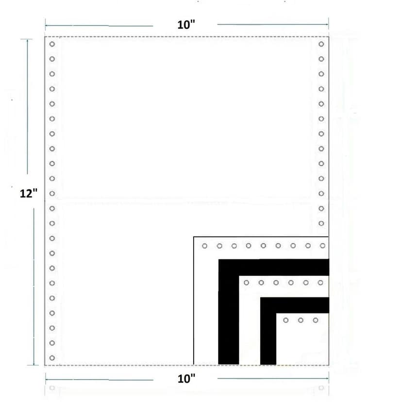 Dot Matrix Computer Paper 10x12", 3 Part with Carbon 500 Continuous Sets 10x12x3 Part-12" Cut 60 GSM, White view 3