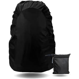 (Pack of 1) Waterproof Trekking Camping Hiking Bag Cover Dustproof Luggage Cover for 50L Bags (Black)