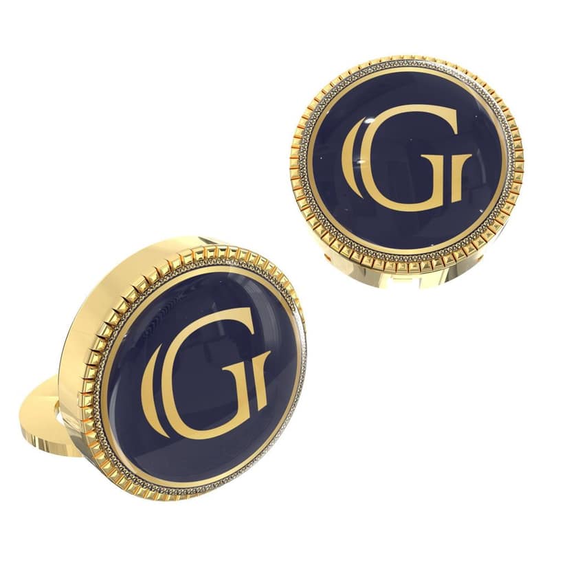 The Smart Buttons - Gold Colour Plated Shirt Button Cover Cufflinks for Men - Personalized Initials - G view 2