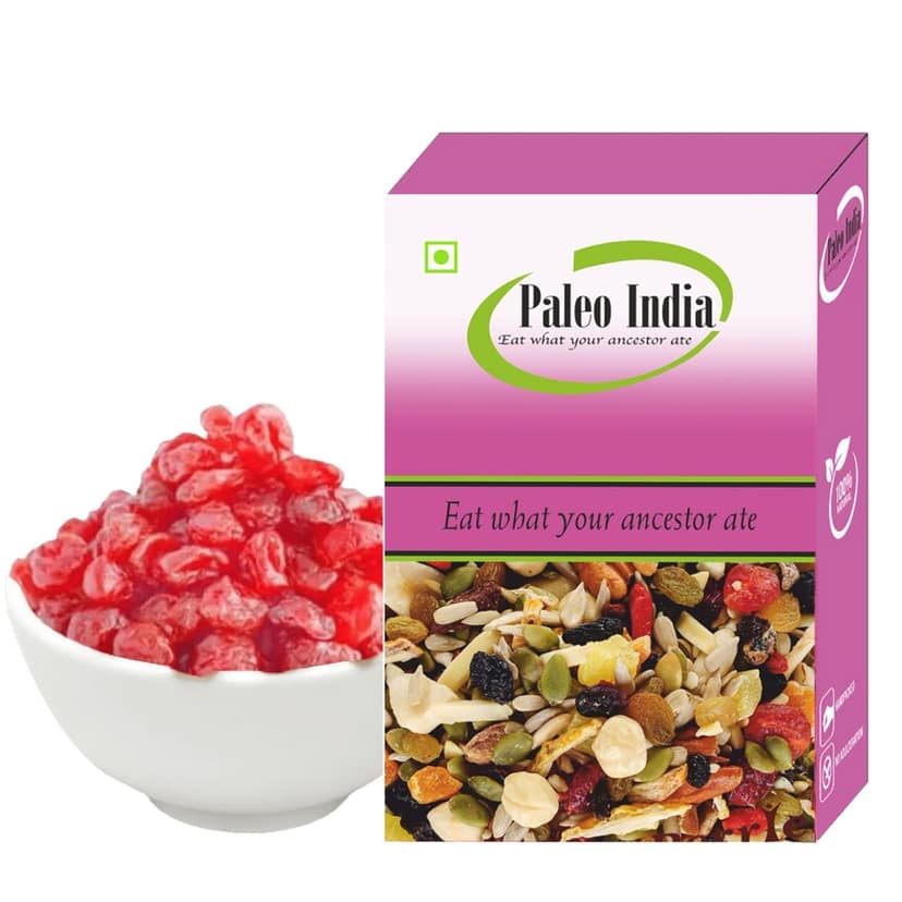 Paleo India 500gm Dried Cherries| Red Cherries| Sweet & Tart No Sugar Added | Gluten-Free |All-Natural| Juicy Flavorful Packed with Nutrition