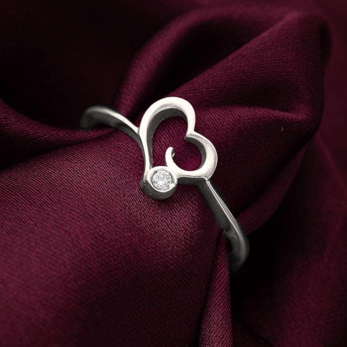 Silver Single Heart Adjustable Ring view 3