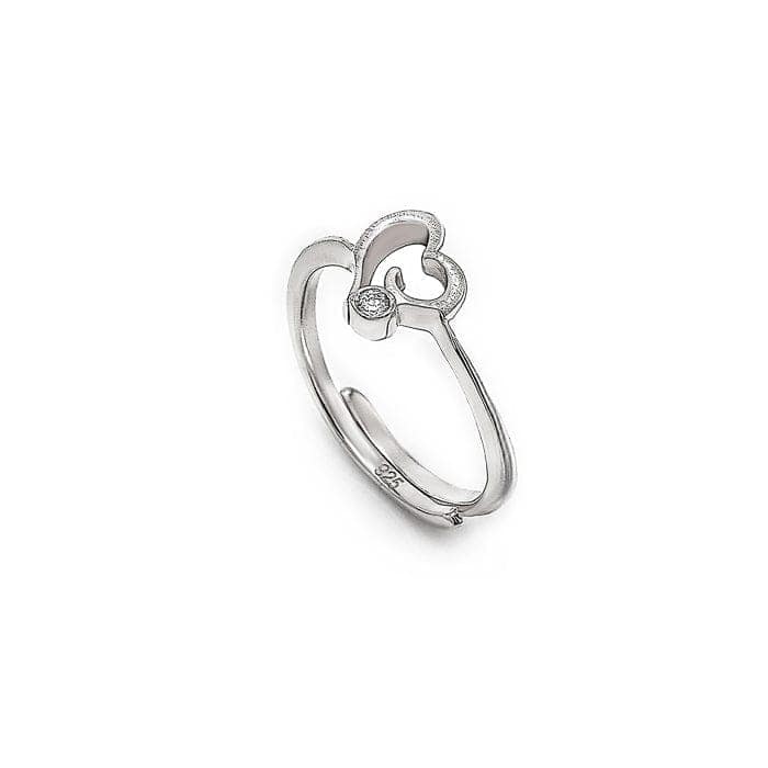 Silver Single Heart Adjustable Ring view 5