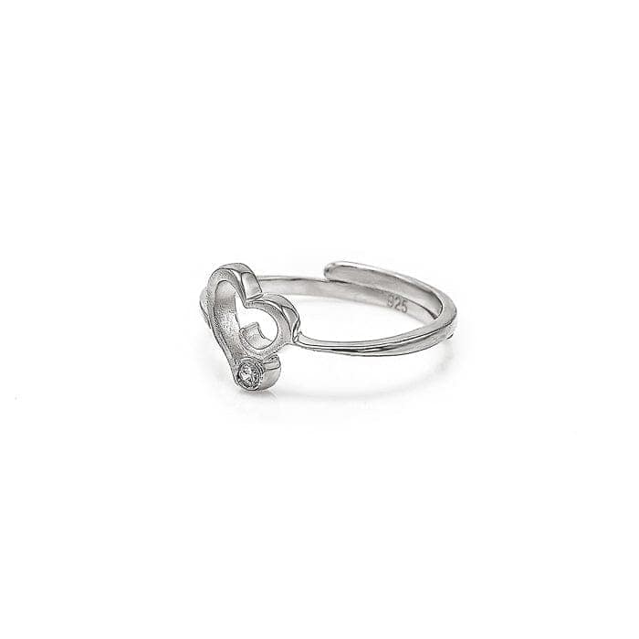 Silver Single Heart Adjustable Ring view 6