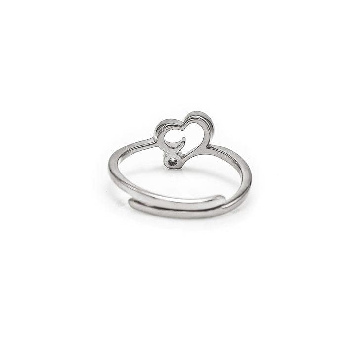 Silver Single Heart Adjustable Ring view 7