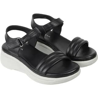 Lazera Black Wedge Sandals for Women Criss Cross Slingback EVA Sole Casual Wear