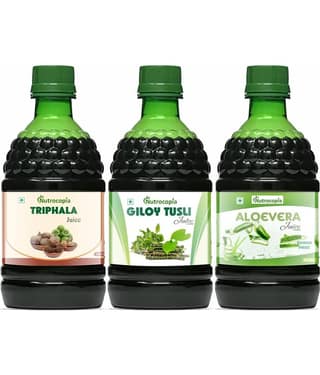 NUTROCOPIA Triphala, Giloy Tulsi & Aloe Vera Juice to Relieves Constipation Pack of 3 of 400 ML(1200 ML)
