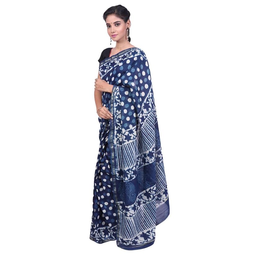 HANDLOOM CHANDERI PRINTED SAREE WITH BLOUSE (SKU : 1SCB01201220 SAREE- 32)