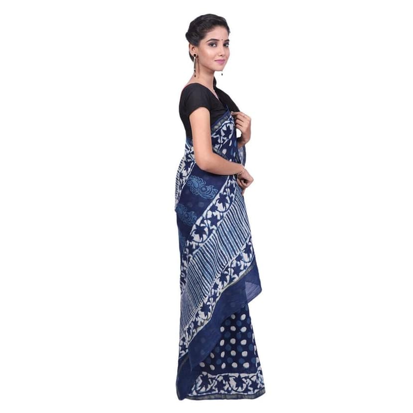 HANDLOOM CHANDERI PRINTED SAREE WITH BLOUSE (SKU : 1SCB01201220 SAREE- 32) view 2