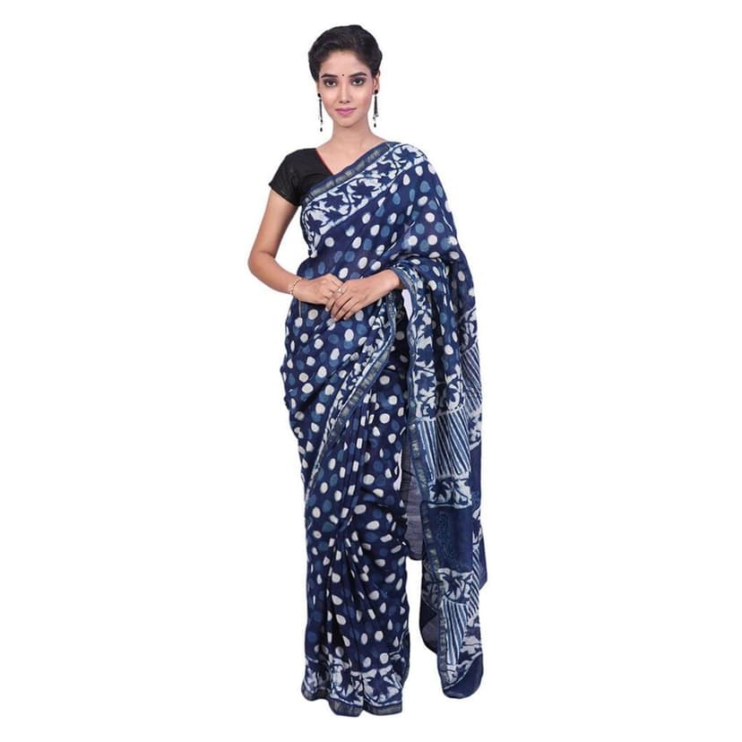 HANDLOOM CHANDERI PRINTED SAREE WITH BLOUSE (SKU : 1SCB01201220 SAREE- 32) view 3