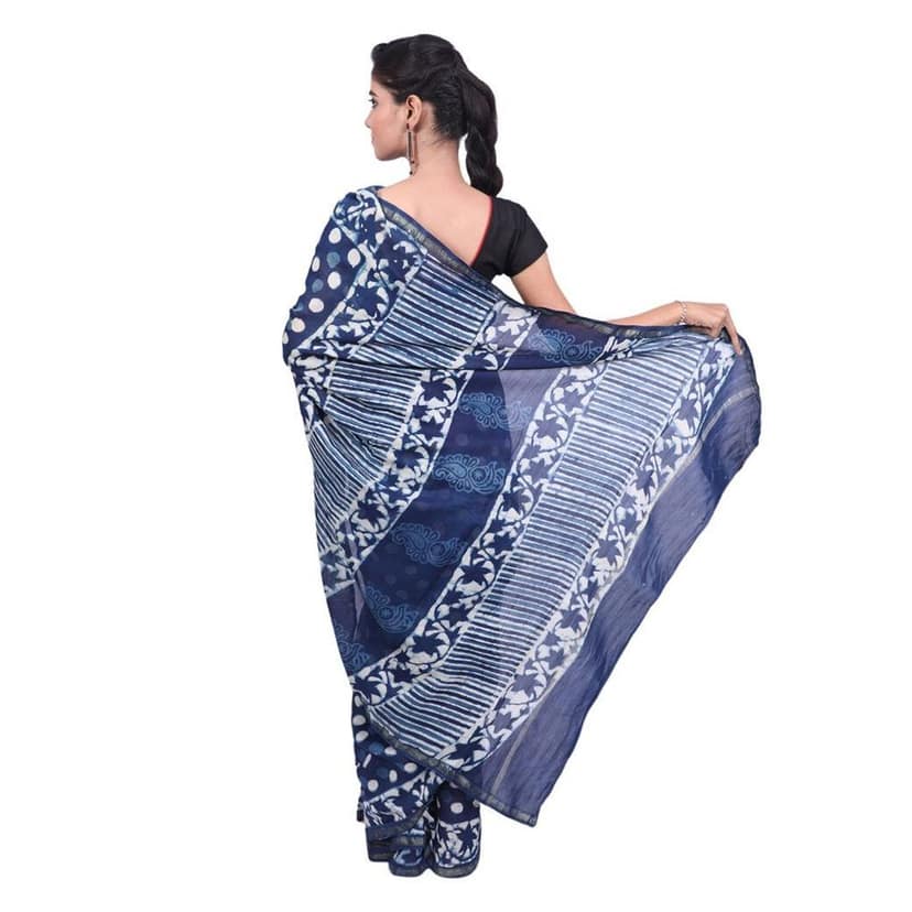 HANDLOOM CHANDERI PRINTED SAREE WITH BLOUSE (SKU : 1SCB01201220 SAREE- 32) view 4