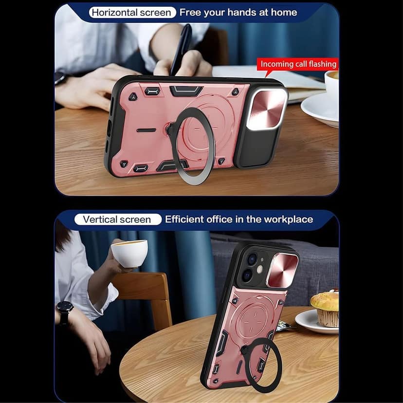 LIRAMARK Case Compatible with Apple iPhone 12 (6.1 inch) with Stand & Slider Camera Military Grade Drop Protection view 5