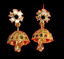14KT Gold Plated Meenakari Kundan Jhumki Earrings