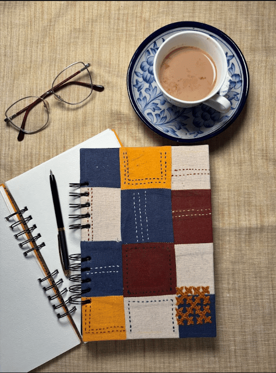 Hand-stitched Multi-Color Cotton Notebook - Medium view 2