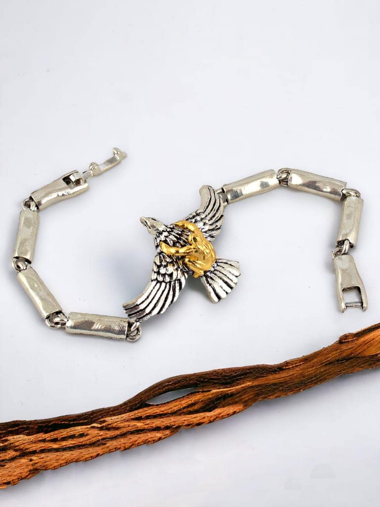 LUCKY JEWELLERY Fashion Jewellery Stylish Black Metal Bracelets Silver Oxidised Eagle Design Adjustable Wrist Bracelet for Men & Women (190-CHB2O-1236) view 4