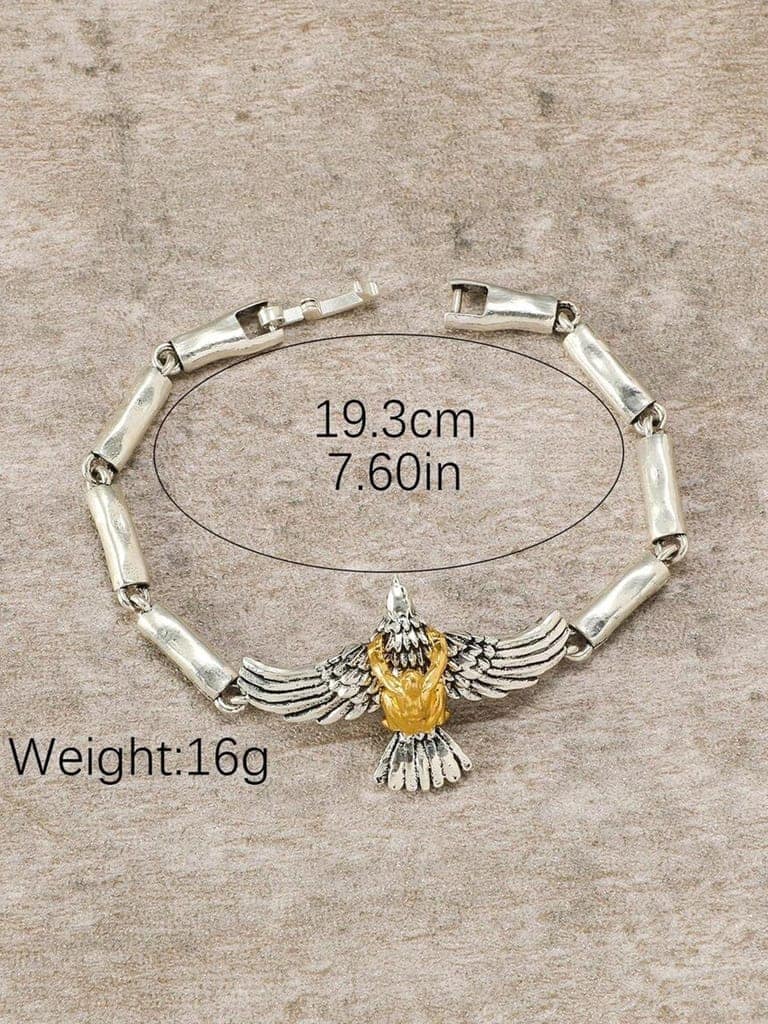 LUCKY JEWELLERY Fashion Jewellery Stylish Black Metal Bracelets Silver Oxidised Eagle Design Adjustable Wrist Bracelet for Men & Women (190-CHB2O-1236) view 7