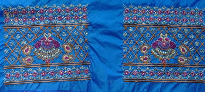Indian Traditional Paisley Embroidery Blouse Neck Design view 4