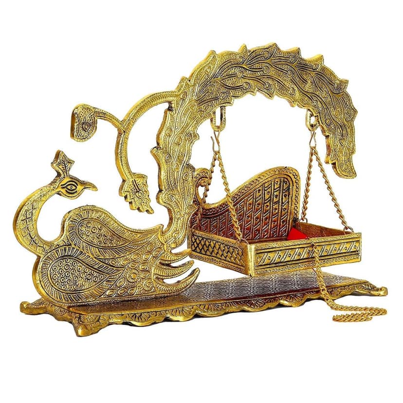Aluminium Showpiece Duck Peacock Jhula Statue (ASMAS457 G) view 3