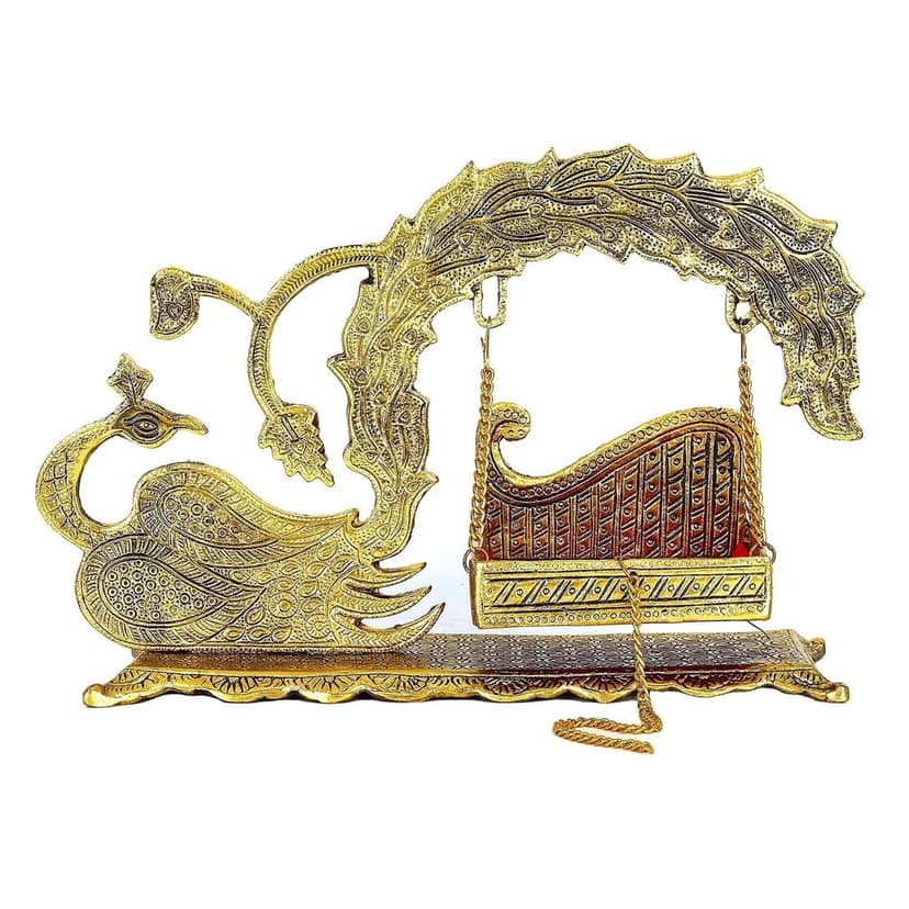 Aluminium Showpiece Duck Peacock Jhula Statue (ASMAS457 G) view 4