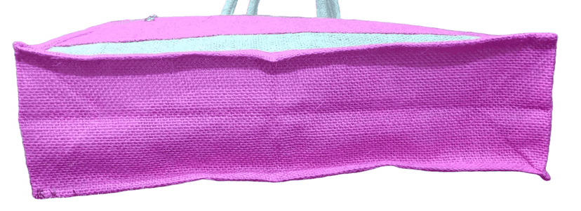Pink Jute and Cotton Blend Tote Bag with Zippered Compartment". view 4