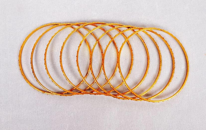 Gold Plated Textured Bangle Set of 6 view 2