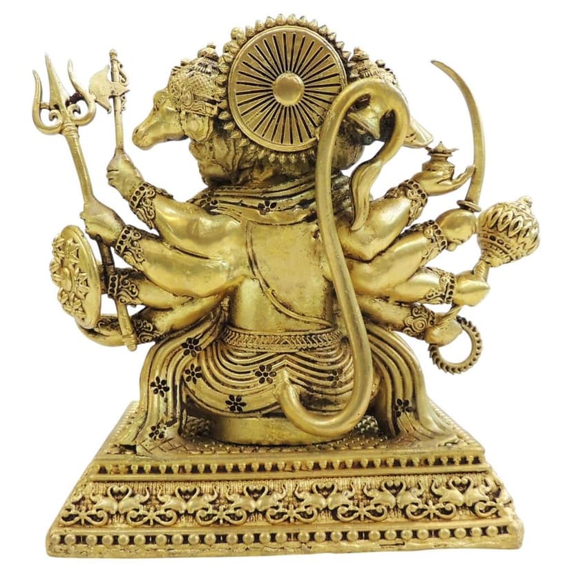 Brass Panchmukhi Hanuman Religious Idol | Temple Decor, Height : 6 Inch (BSMAS1736 I) view 3