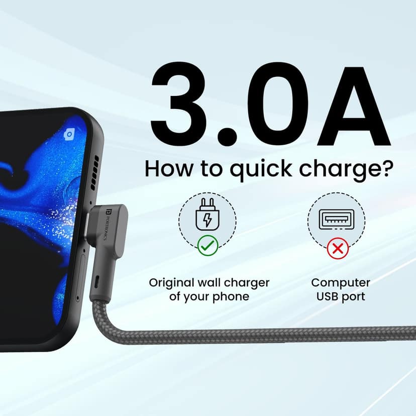 Portronics Konnect L Type C Charge & Sync Function, Quality Material, 1.2-Meter Long, Uiversal Compatibility view 2