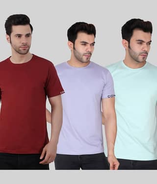 Comey Pack of 3 100% Cotton Regular Fit Men's T-Shirt ( Multicolor )