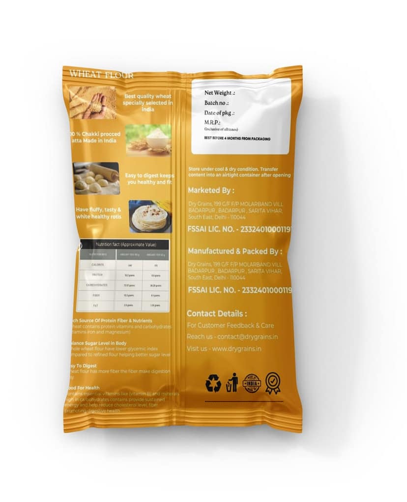 Dry Grains Premium Quality Wheat Flour (Chakki Atta) 5 KG view 2