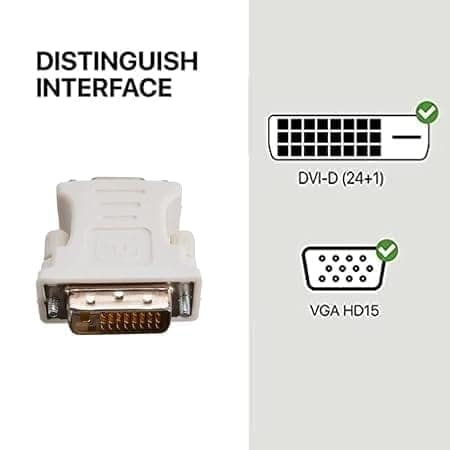 DVI 24 +1 Pin DVI to VGA Male to Female Video Converter Adapter Compatible with PC Laptop for Graphics Cards, Computer, HDTV, Monitor view 2