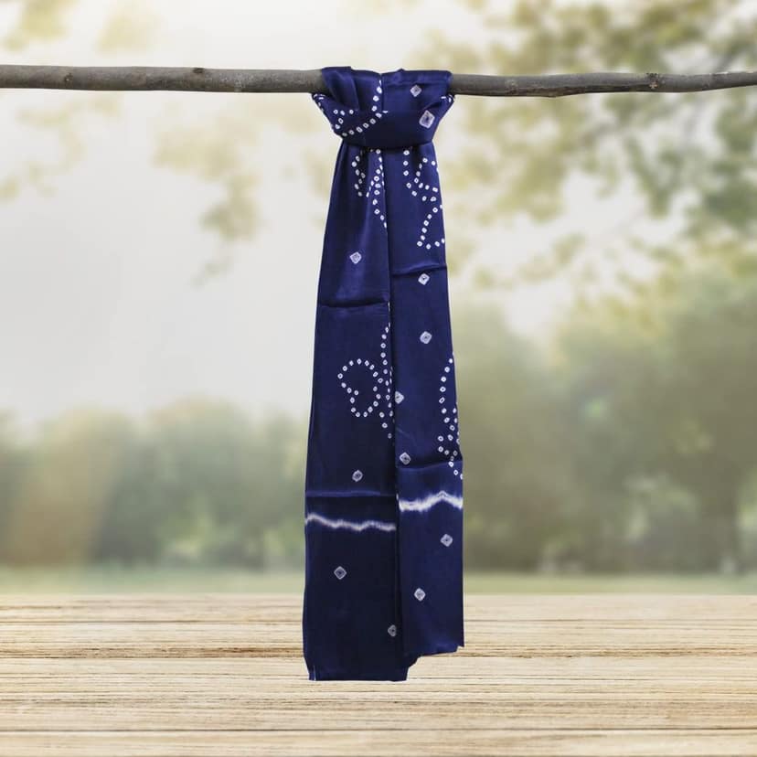 Garvi Gurjari (A Gujarat Govt Enterprise Navy Blue Mashru Silk Handwoven Bandhani Dupatta(GGCMSBS03) view 2