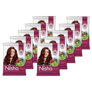 Nisha Henna Based Hair Color Natural Brown 15gm Pack of 10, Ammonia Free Henna Powder Hair Colour Dye Brown Hair Color